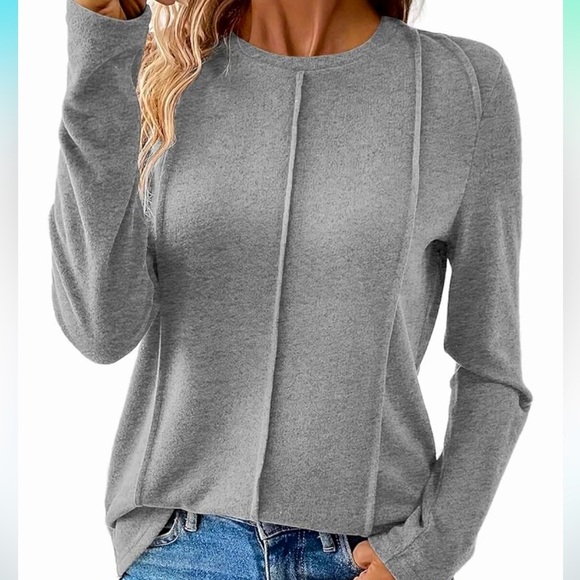 EVALESS Womens Long Sleeve, Pleated Crewneck Knit Solid Loose Blouse size L - Picture 1 of 3